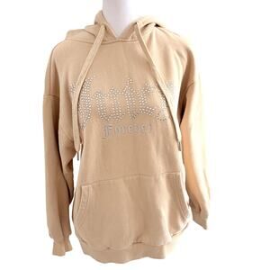 Y2K Juicy Couture‎ x Forever21 Rhinestone Tan Hoodie Small Sweatshirt 2000s